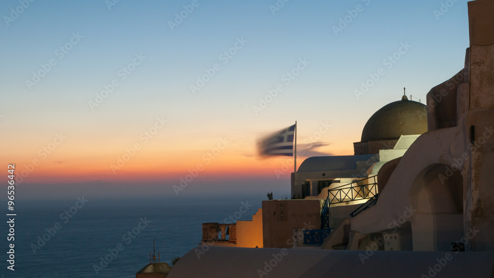 Obraz premium Evening view of Santorini
