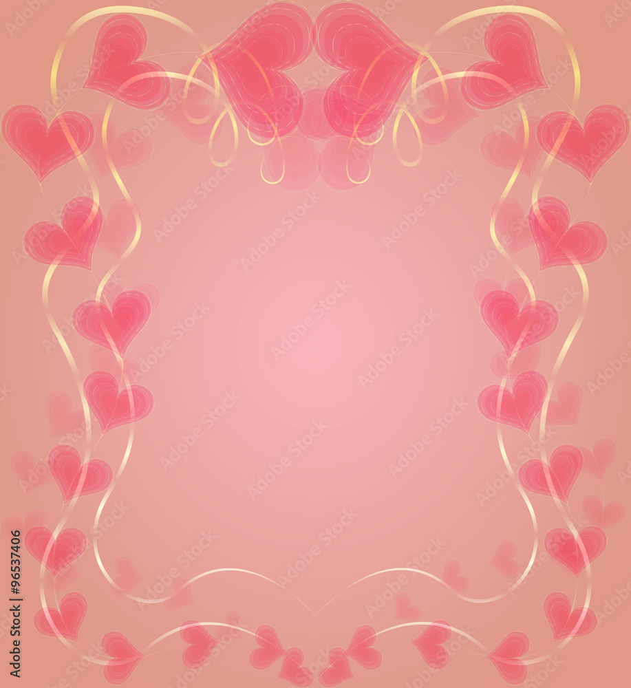 Graceful Frame with  Hearts to Valentine Day