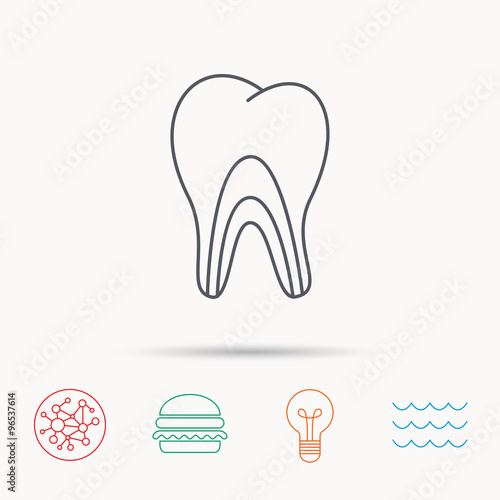 Dentinal tubules icon. Tooth medicine sign.