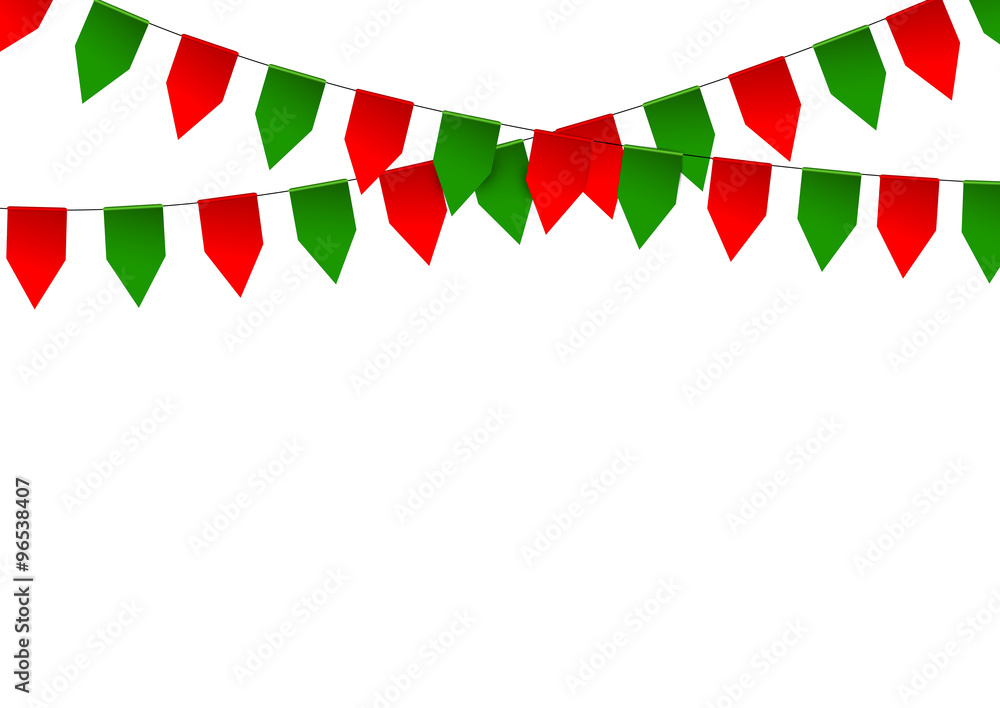 Obraz premium Colorful bunting flag isolated on white background.