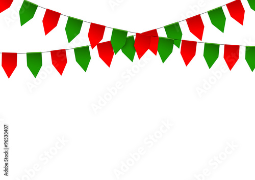Colorful bunting flag isolated on white background.