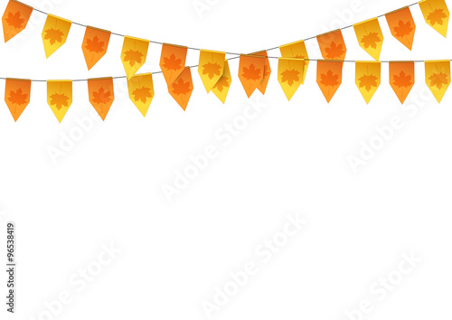 Autumn buntings garlands isolated on white background. 