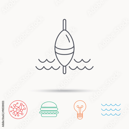 Fishing float icon. Fisherman bobber sign.