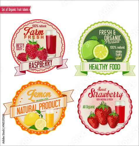 Set of organic fruit labels