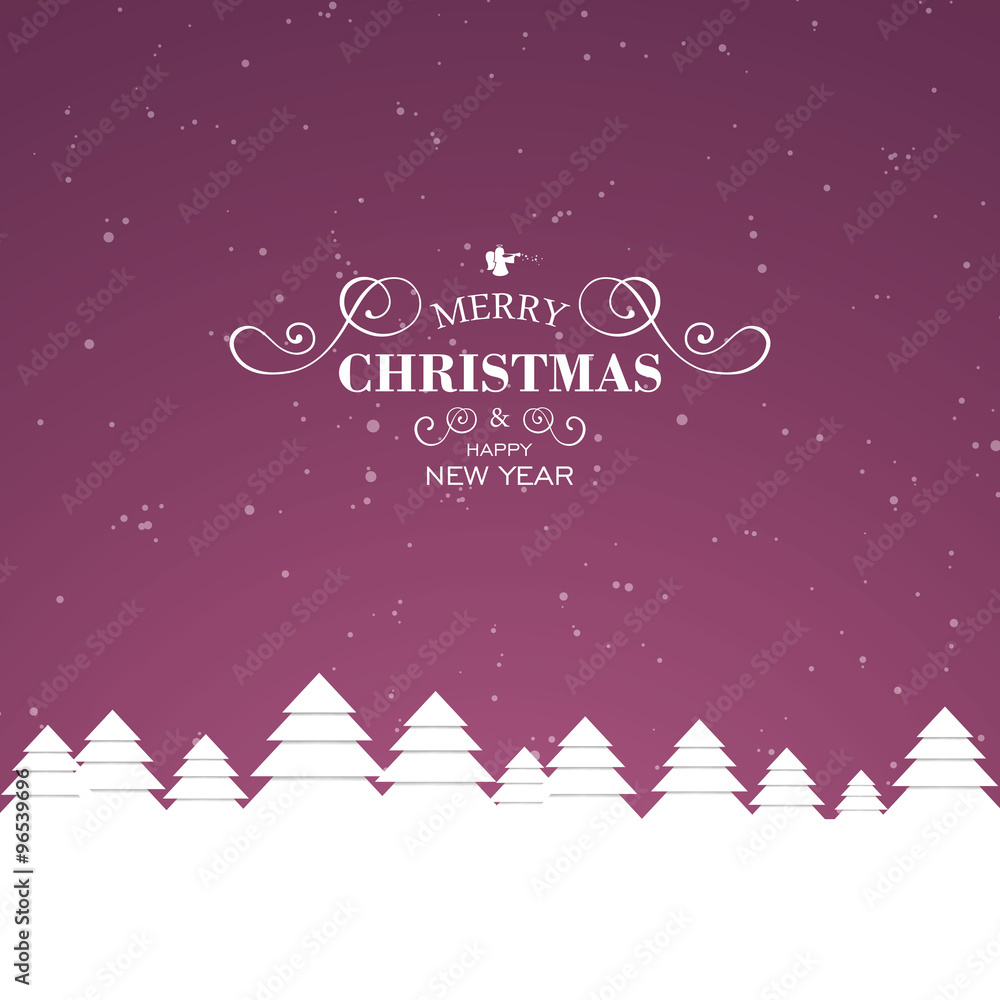 Vector Illustration of a Christmas Design with Trees