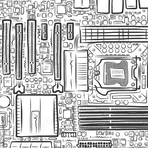 Hand drawn motherboard