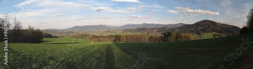 panorama of Moravskoslezske Beskydy mountains with Velky Javornik