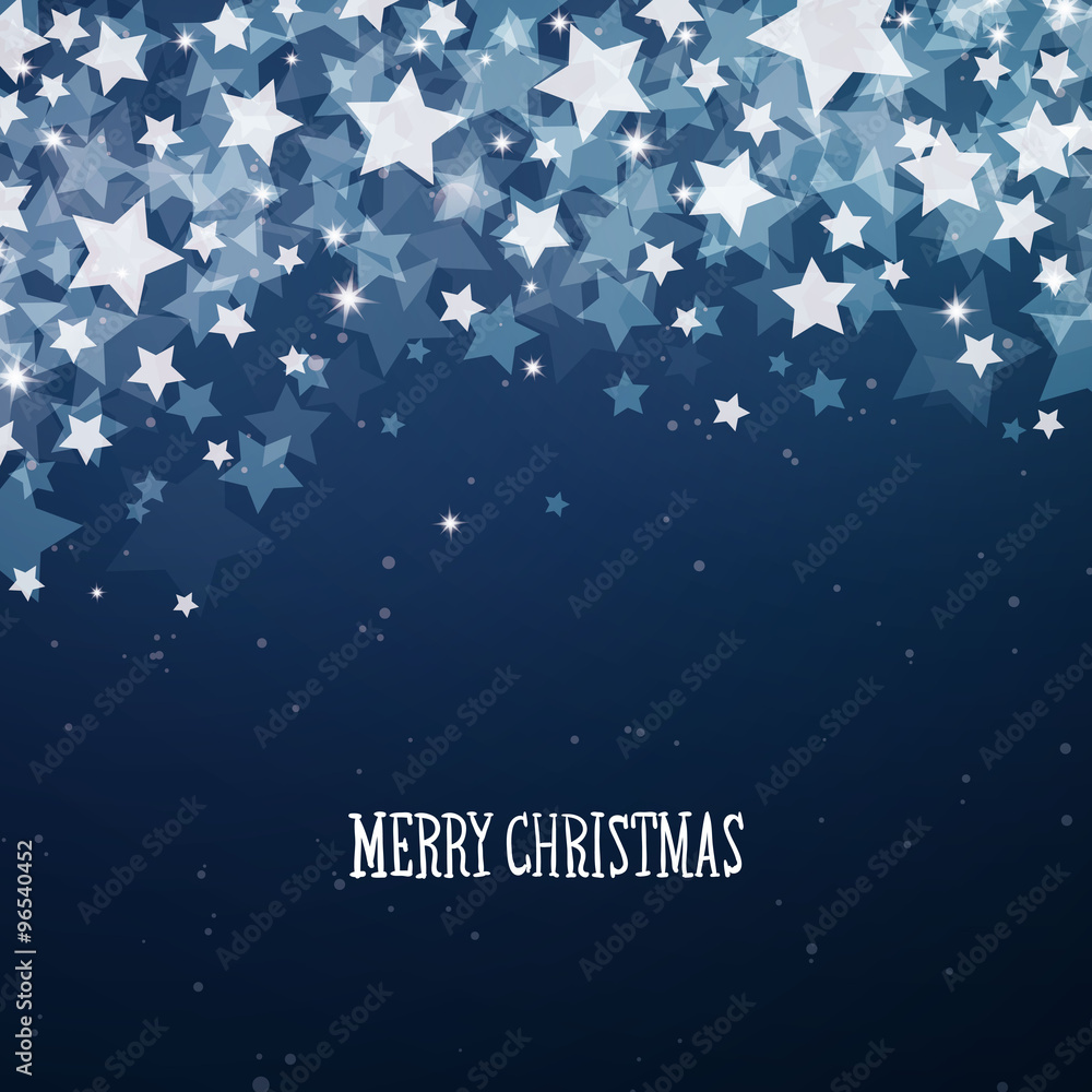 Fototapeta premium Vector Illustration of a Blue Christmas Background with Stars