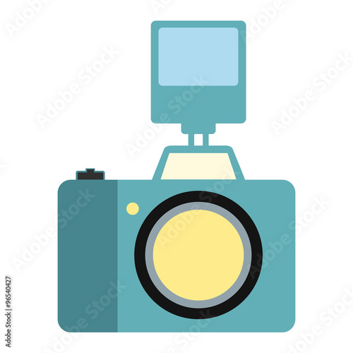 Camera with flash flat icon