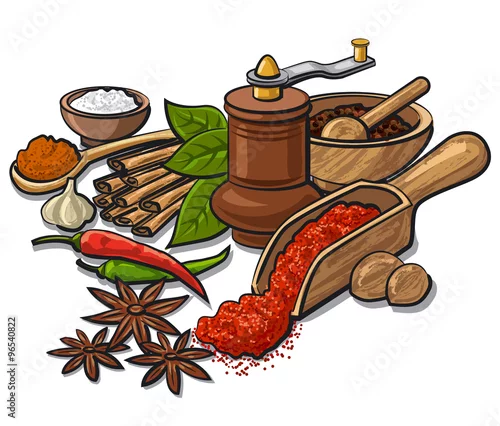 Naklejka na ścianę ilustracja przypraw