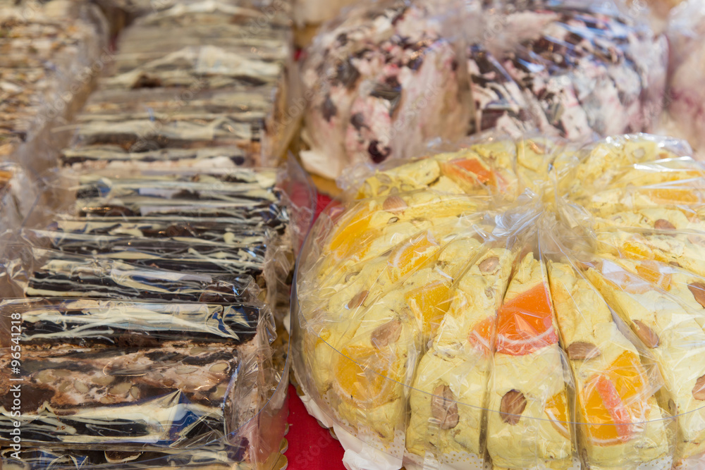 Fototapeta premium Nougat is a typical sweet Italian handcrafted in the tradition