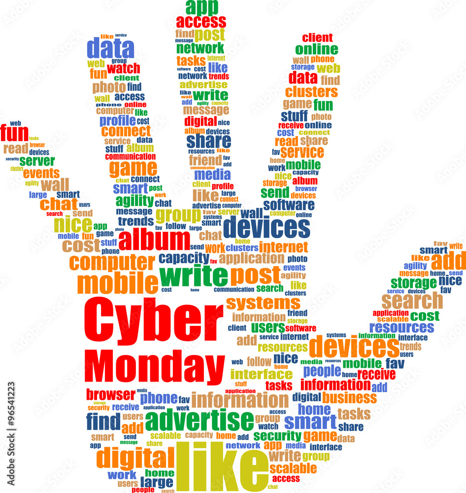 Cyber monday sale inscription design template. Cyber monday discounts concept. Vector illustration Cyber monday sale inscription design template. Cyber monday discounts concept. Vector illustration
