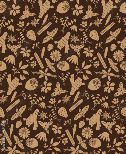 brown herbal ingredients pattern