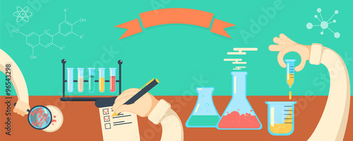 Chemistry research horisontal vector banner