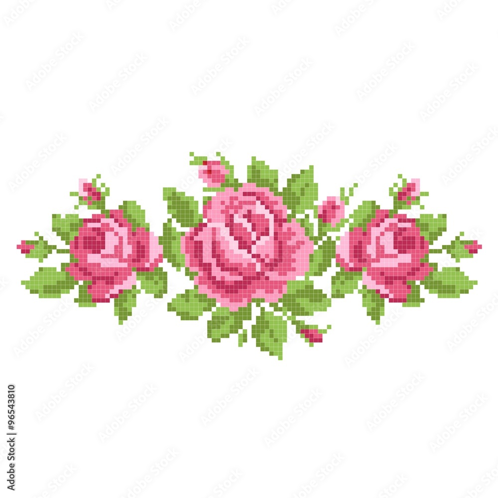 bouquet of the roses, embroider bouquet of the roses, embroider