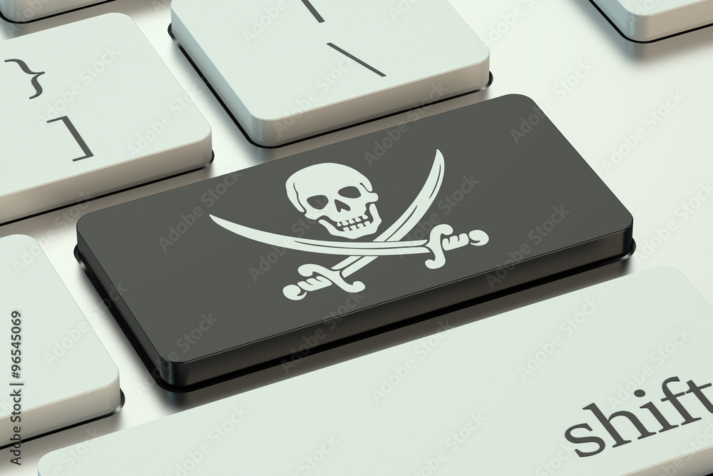 software piracy concept, on the computer keyboard software piracy concept, on the computer keyboard