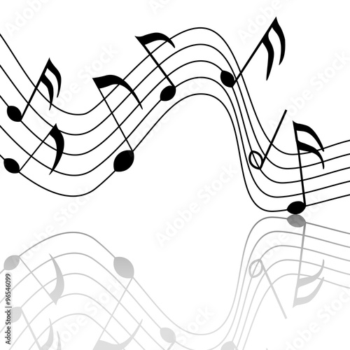 merry musical notes with a nice reflection