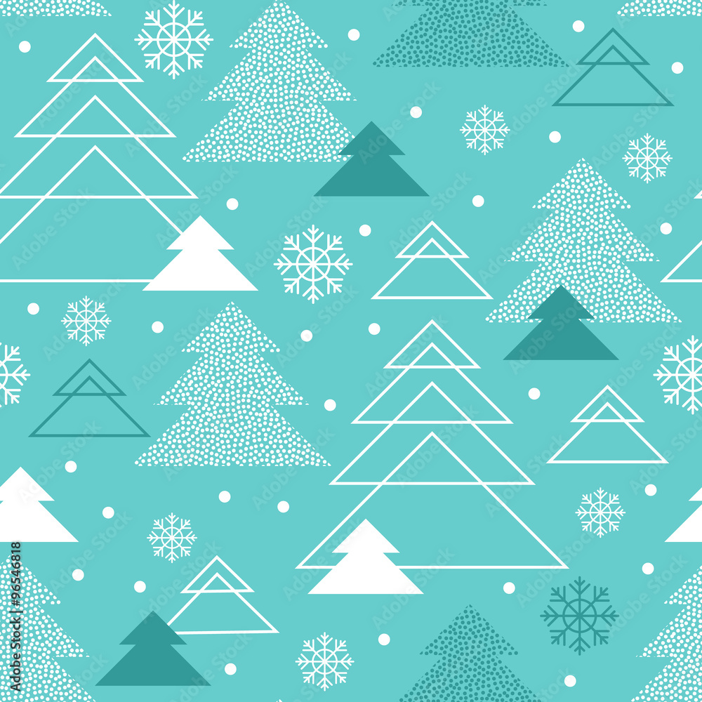 Christmas trees seamless pattern. Vector illustration