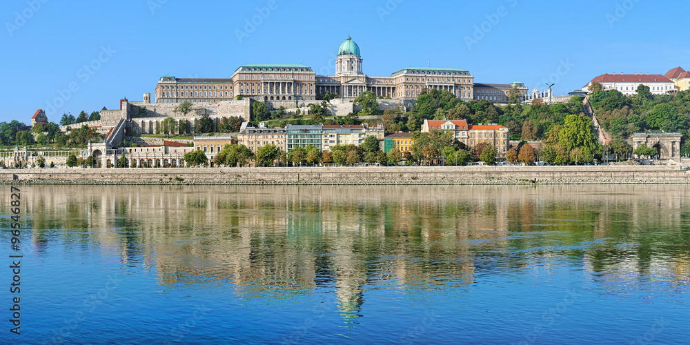 The Royal Palace in the Buda Castle of Budapest, Hungary. View from Danube in the morning.