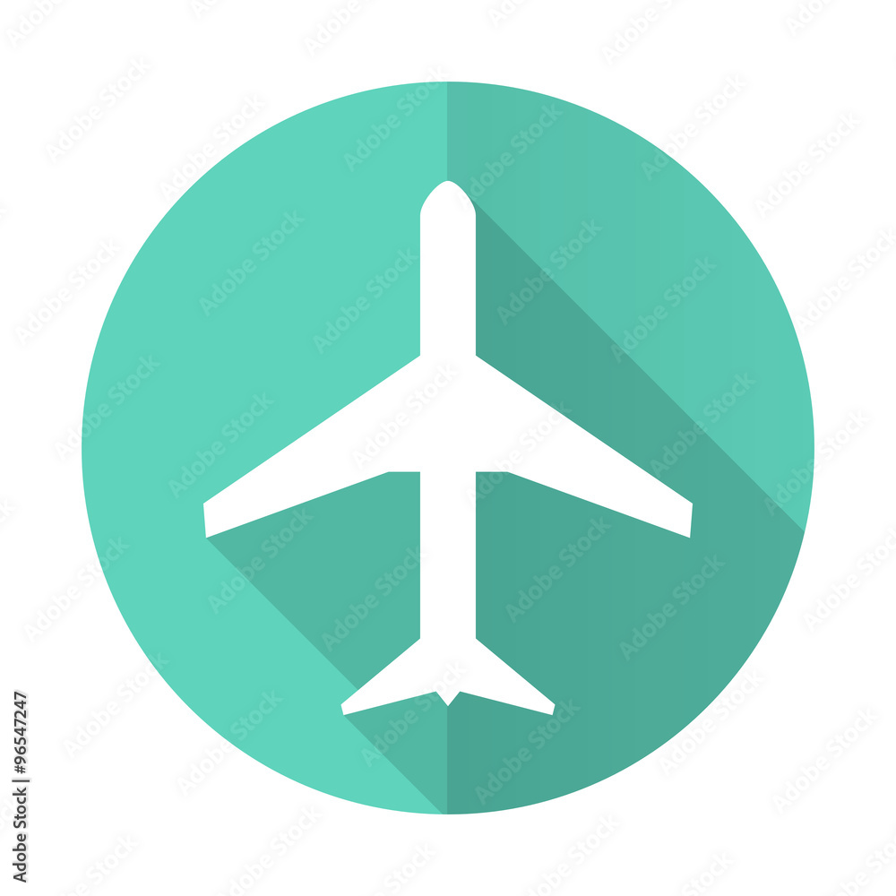 plane blue flat desgn circle icon with long shadow on white background plane blue flat desgn circle icon with long shadow on white background
