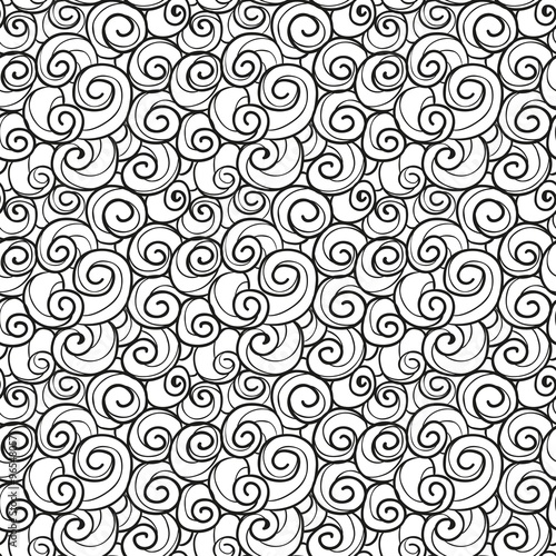 Hand drawn swirls seamless background pattern