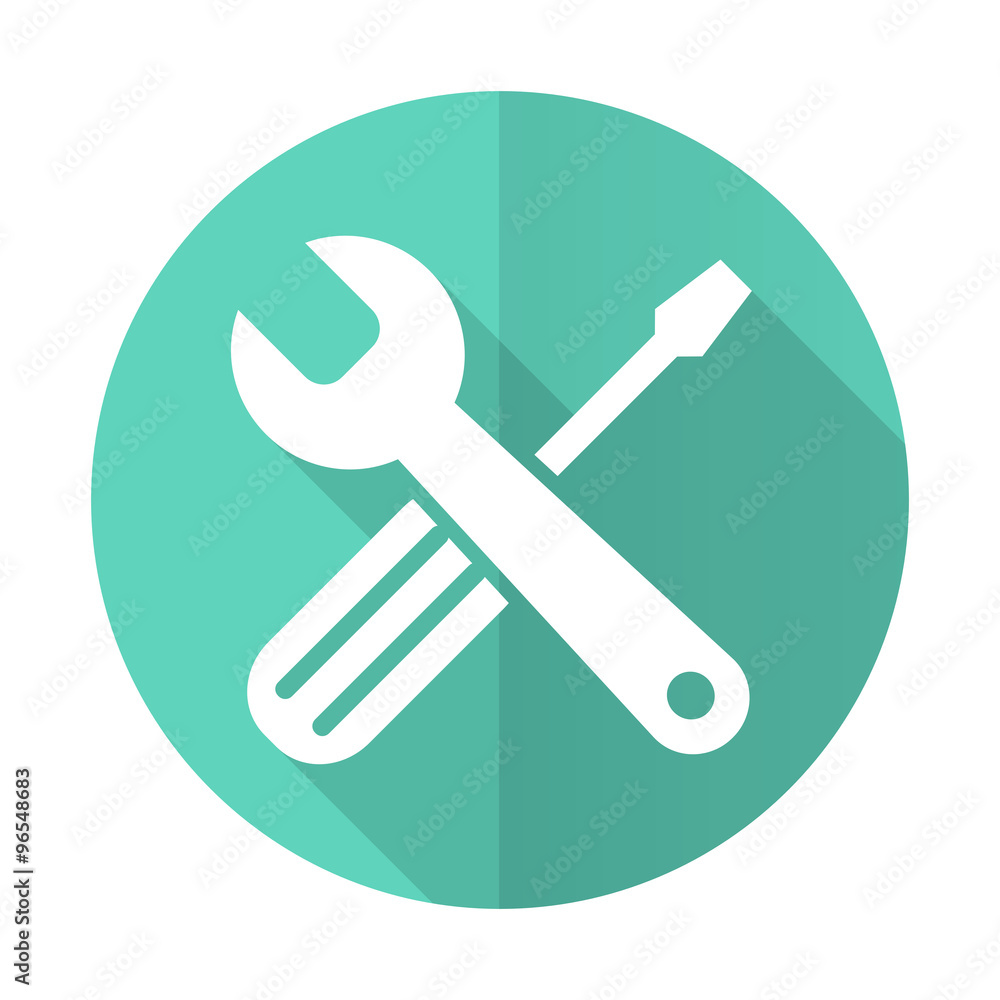 tools blue flat desgn circle icon with long shadow on white background tools blue flat desgn circle icon with long shadow on white background