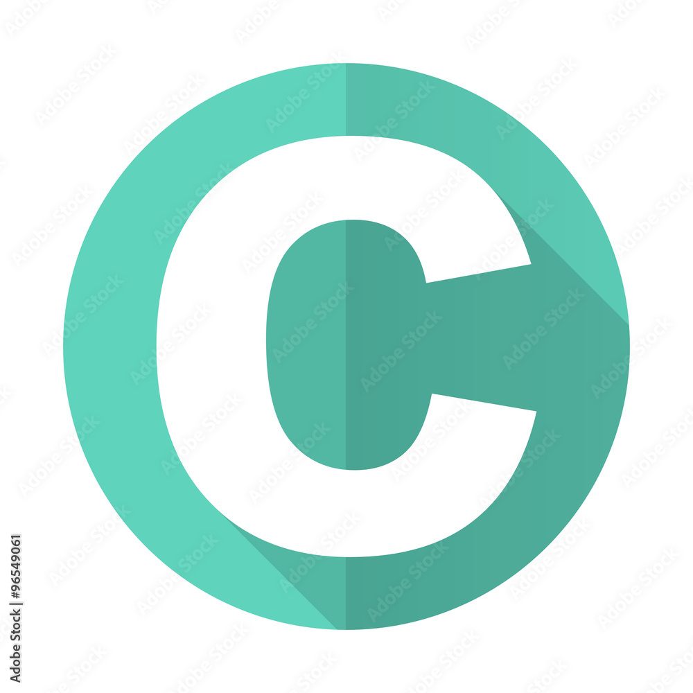copyright blue flat desgn circle icon with long shadow on white background copyright blue flat desgn circle icon with long shadow on white background