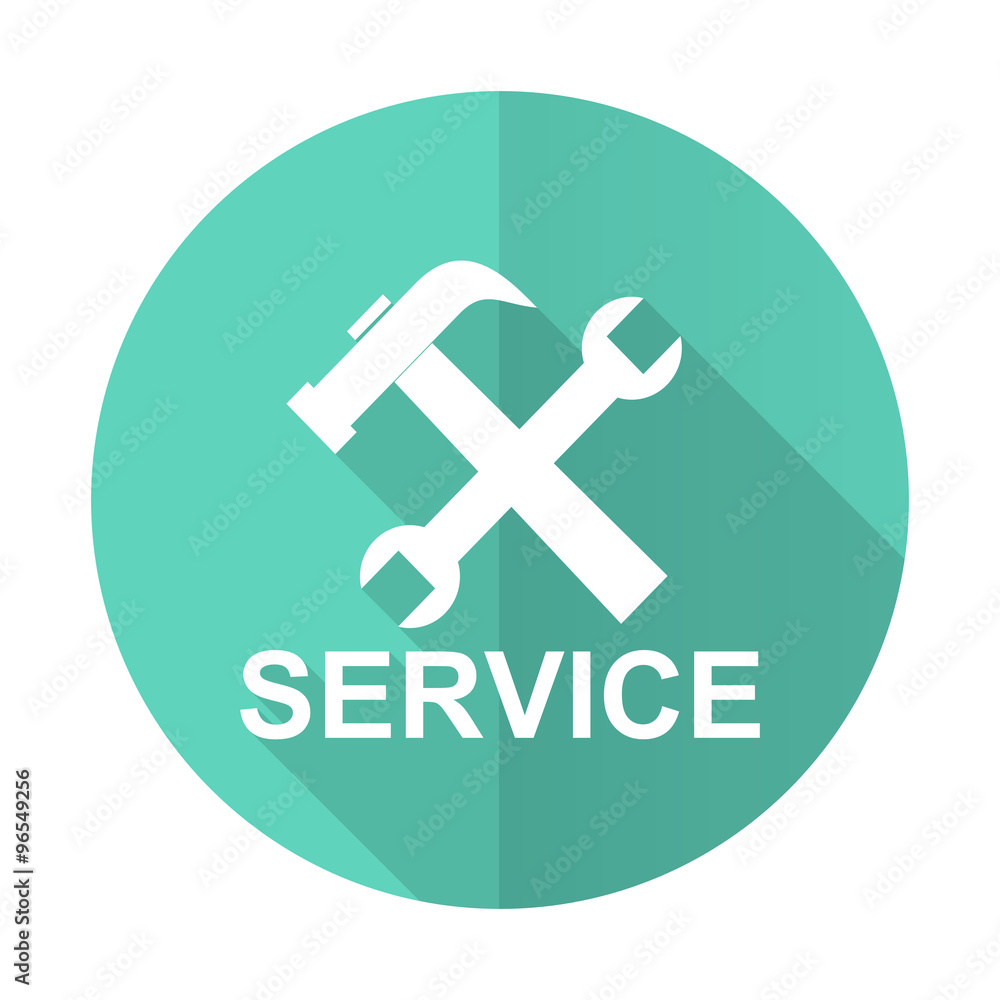 Fototapeta premium service blue flat desgn circle icon with long shadow on white background