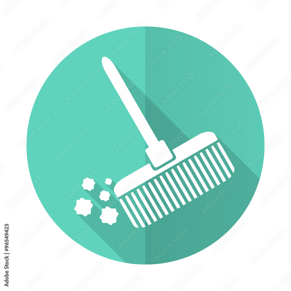 broom blue flat desgn circle icon with long shadow on white background broom blue flat desgn circle icon with long shadow on white background