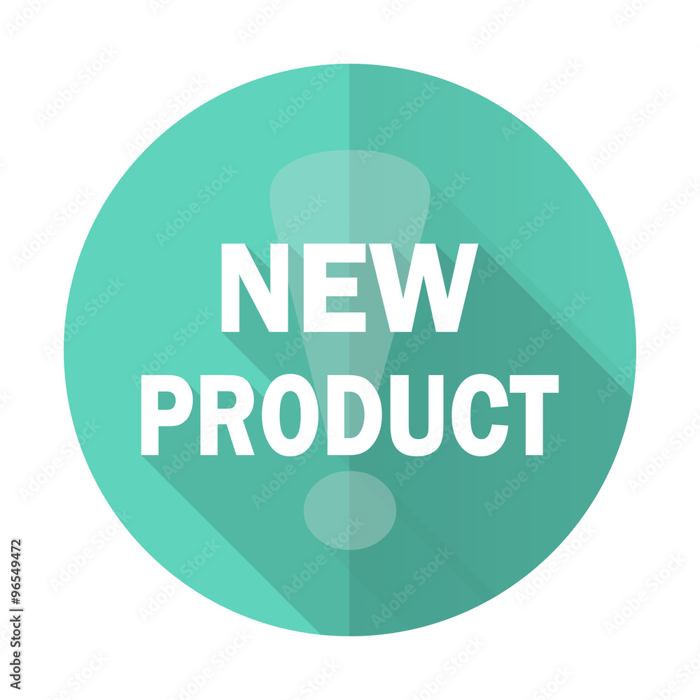 new product blue flat desgn circle icon with long shadow on white background new product blue flat desgn circle icon with long shadow on white background