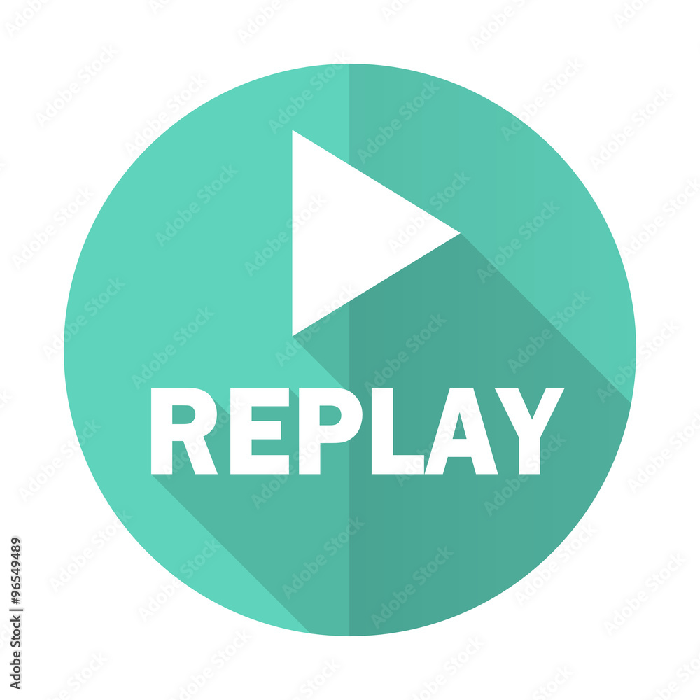 replay blue flat desgn circle icon with long shadow on white background replay blue flat desgn circle icon with long shadow on white background