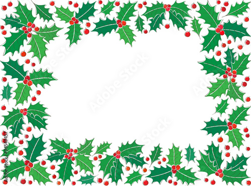 Holly Christmas symbol rectangle frame  © O. Primovych-Hrabar