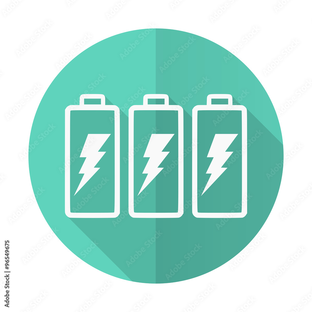 battery blue flat desgn circle icon with long shadow on white background battery blue flat desgn circle icon with long shadow on white background