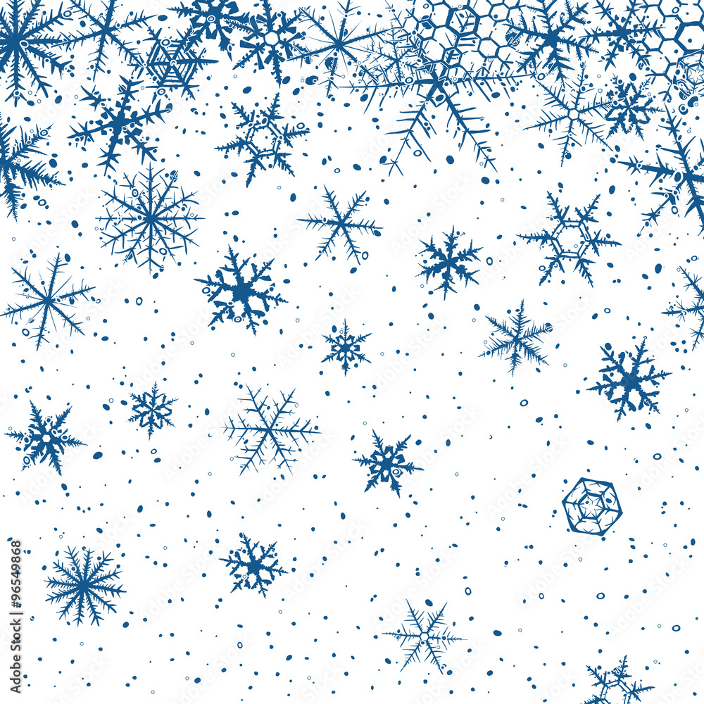 Abstract christmas background with blue snowflakes on white. Abstract christmas background with blue snowflakes on white.