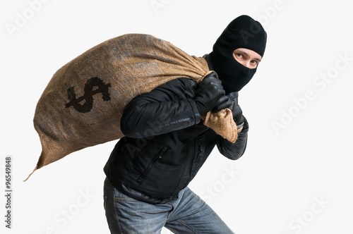 Wallpaper Mural Thief robbed bank and is carrying full bag of money