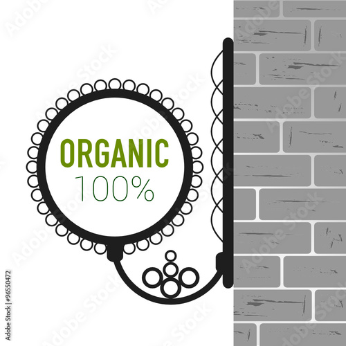 organic symbol on brick wall vector illustration