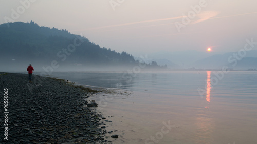 Sunrise over Bayocean Peninsula, Oregon during the wildfires of Summer 2015.