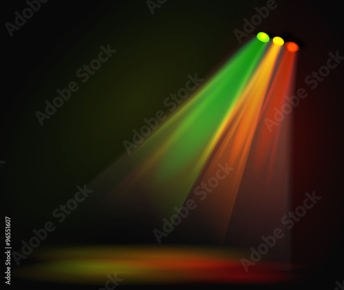 Background image of spotlights with stage in color 