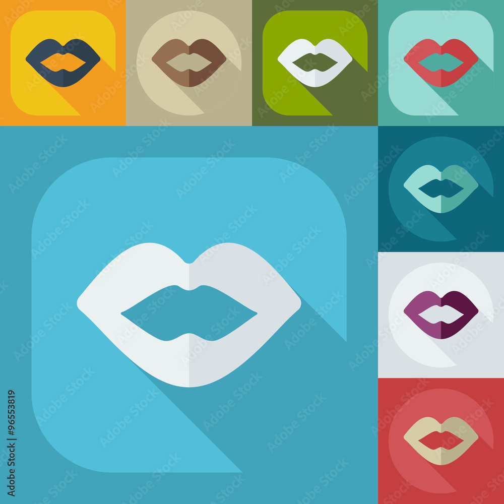 Flat modern design with shadow icons lips