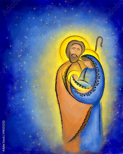 Fotografie Christmas nativity scene Holy family Mary Joseph and child Jesus