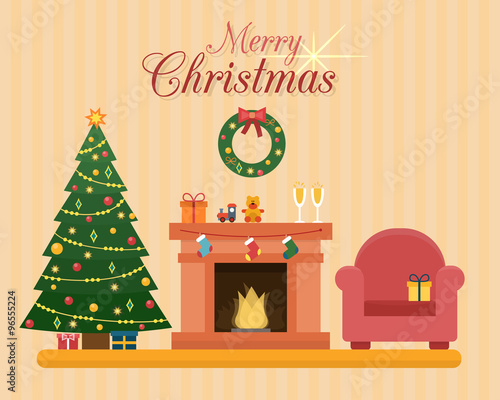 Christmas room interior. 