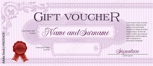 Gift Voucher with Floral Ornament Light Violet