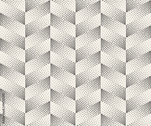 Vector Seamless Black And White Circle Stippling Chevron ZigZag Halftone Gradient Pattern