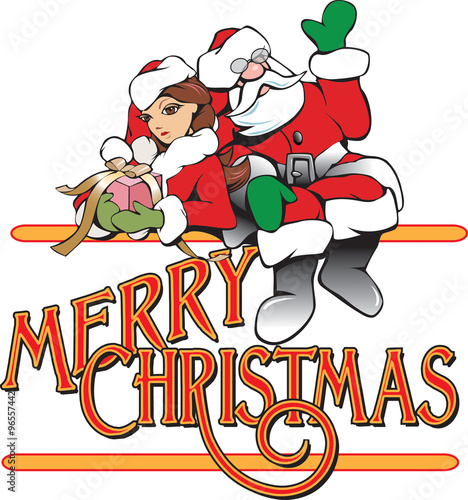 Santa and Girl Elf Merry Christmas Header