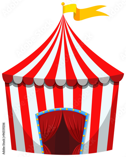 Circus tent in red and white striped