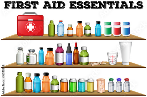 First aid essentials on the shelf