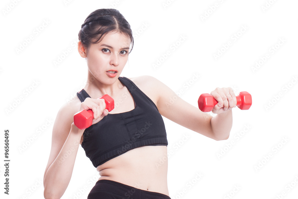 Sport woman doing exercise with lifting weights Sport woman doing exercise with lifting weights