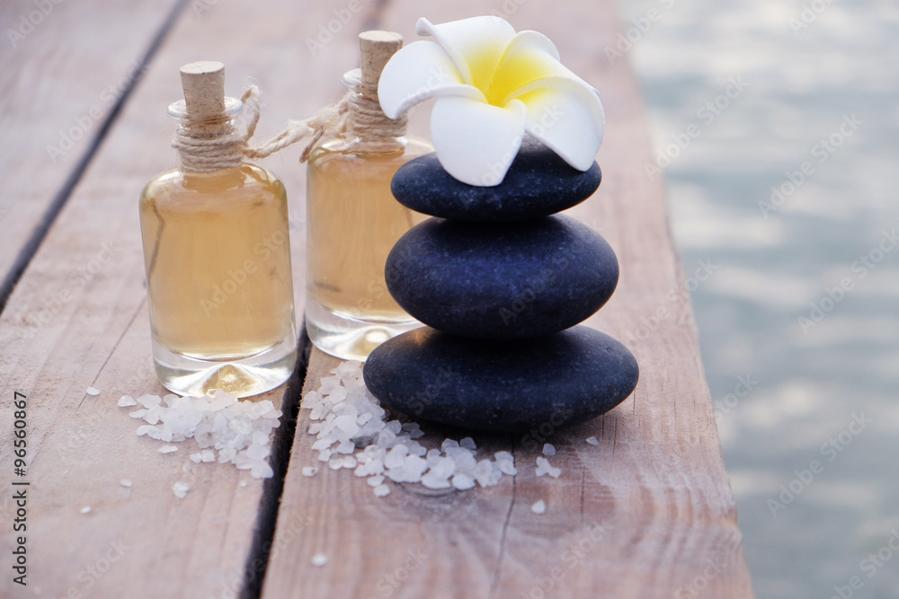 Beautiful spa composition with stones outdoors Beautiful spa composition with stones outdoors