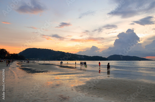 Sunset at the Patong beach, Phuket, Thailand.. photo