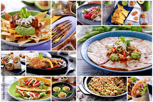Various mexican food buffet, close up